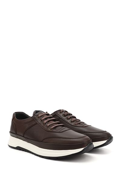 GÖNDERİ(R) Men's Brown Antique Lace-Up Genuine Leather Comfort Sneaker