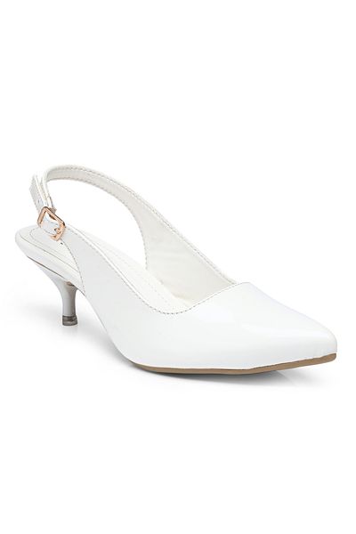 GNIST By Styli Plain Pointed Toe Kitten Heel Slingback Shoes