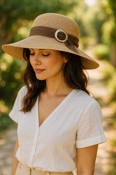 LAGRANZE Bow Tulle Detailed Straw Women's Hat