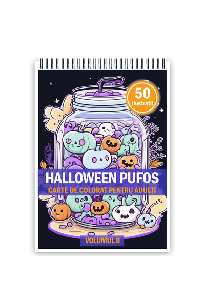 Legendary Gifts Carte de colorat pentru adulti, 50 de ilustratii, Halloween p...