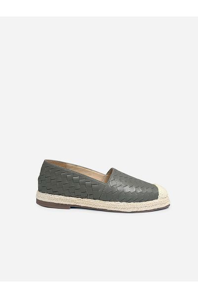 Heel Your Sole By Styli Women Grey Weave Design Cap Toe Leather Espadrilles