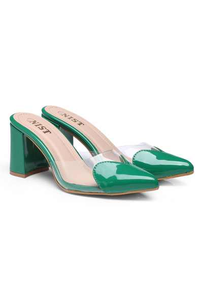 GNIST By Styli Plain Pointed Toe Block Heel Mules