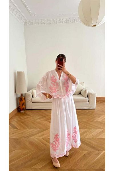 Lavanta Tekstil Embroidered Shirt Skirt Set