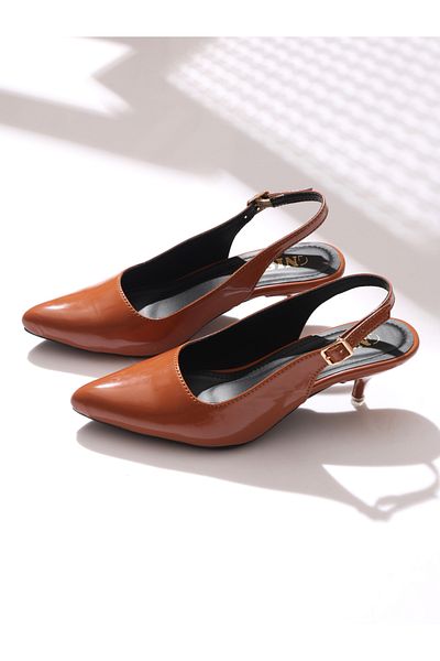 GNIST By Styli Plain Pointed Toe Kitten Heel Slingback Shoes