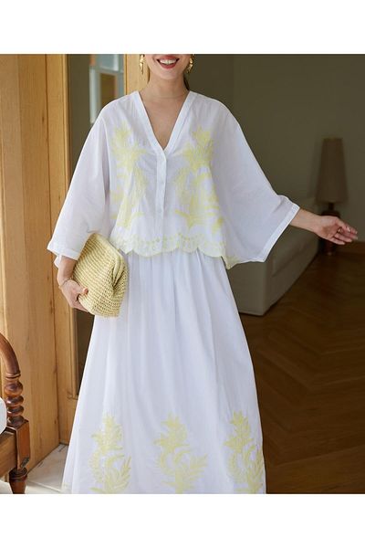 Lavanta Tekstil Embroidered Shirt Skirt Set