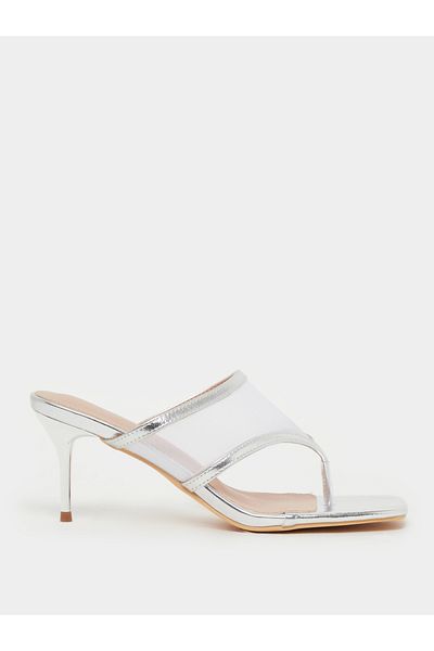 Styli Transparent Thong Toe Stiletto Heel Sandals