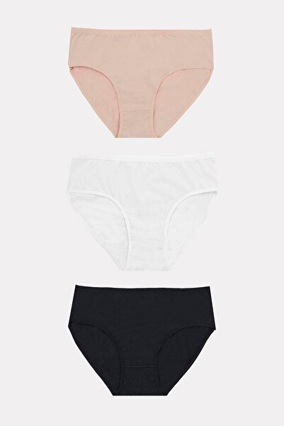 CHI'LA Collection Chiloți din bumbac de mărime mare, negru, alb, culoarea pie...