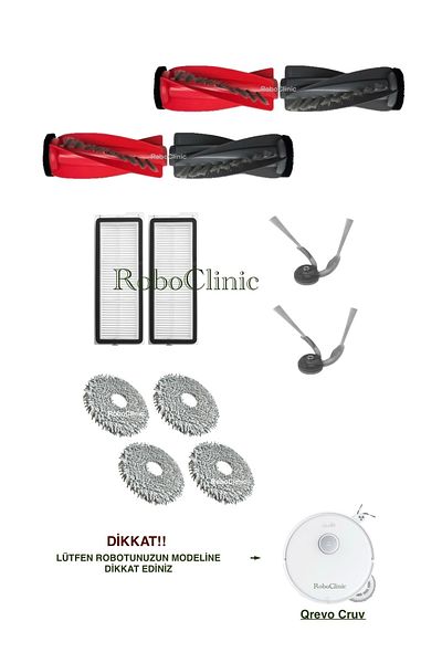 Roboclinic Roborock Qrevo Curv Robot Vacuum Cleaner Compatible Brush, Hepa Filter, Mop Set-12 Pieces