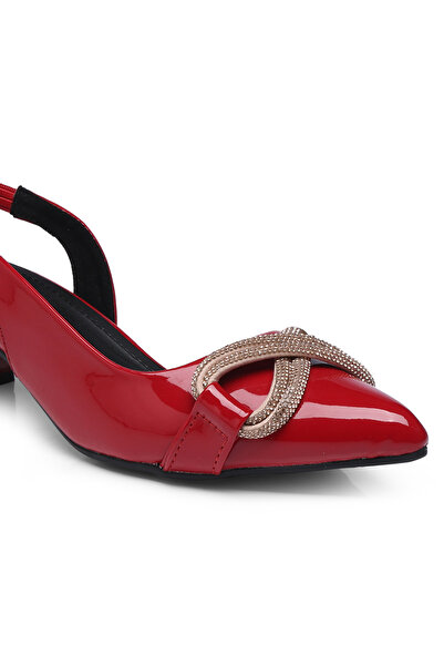 GNIST By Styli Embellished Pointed Toe Block Heel Slingback Shoes