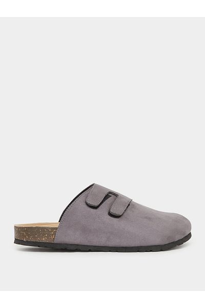 Styli Plain Velcro Detail Faux Suede Clog Sandals