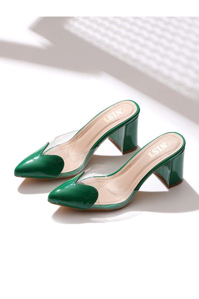 GNIST By Styli Plain Pointed Toe Block Heel Mules