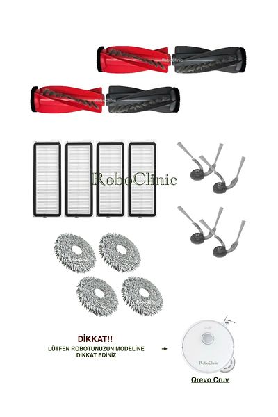 Roboclinic Roborock Qrevo Curv Robot Vacuum Cleaner Compatible Brush, Hepa Filter, Mop Set-16 Pieces
