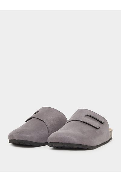 Styli Plain Velcro Detail Faux Suede Clog Sandals