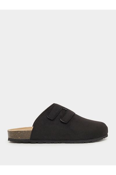 Styli Plain Velcro Detail Faux Suede Clog Sandals