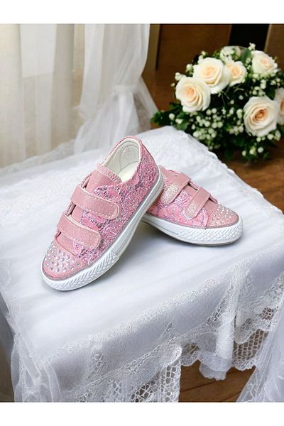PATİK BEBE Girl's Pink Color Stone Strap Stylish Shoes