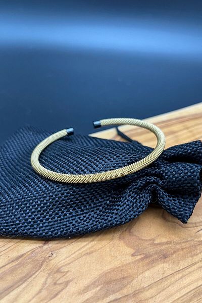 Balzamin Design Mesh Gold – Unisex Adjustable Steel Mesh Bracelet