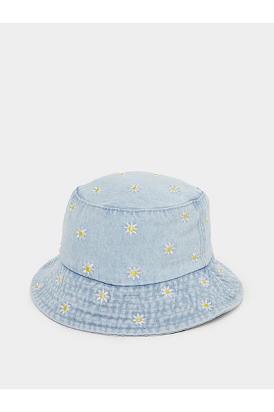 Styli Floral Print Denim Bucket Hat