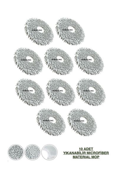 Roboclinic Roborock Qrevo Curv Robot Vacuum Cleaner Compatible Washable Microfiber Mop-10 Pieces