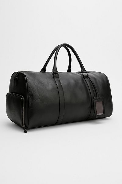 Çantacım Sports Bag Travel Leather Black with Shoe Compartment