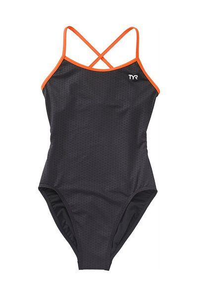 TYR Durafast Elite. ®   Tf Girl's Swimsuit - Hexa (Black/Orange)