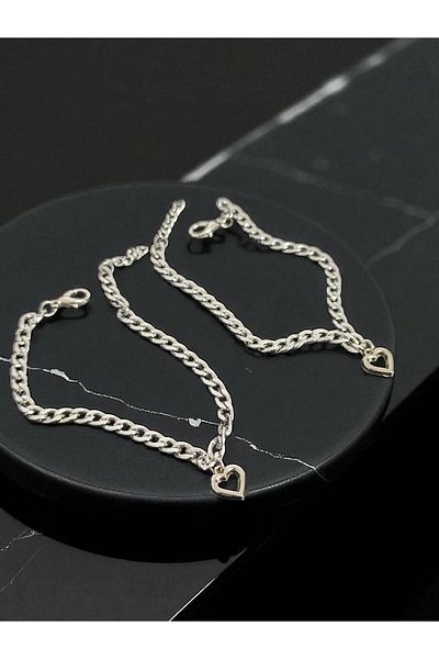 BeyzHal Double Heart Chain Bracelet Set – Lover / Friend Bracelet (2 Pieces)