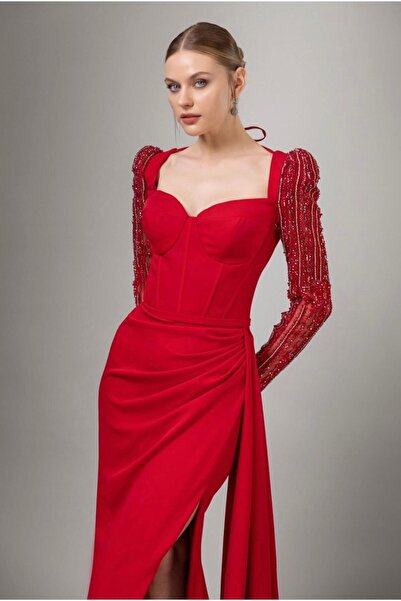 duguncumoda Kenzel Taş İşlemeli Abiye Elbise-7107
