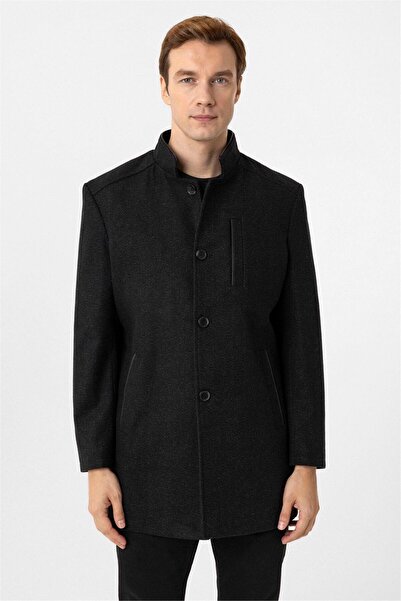 SÜVARİ Regular Pattern Armure Pattern Quality Large Size Cashmere Coat
