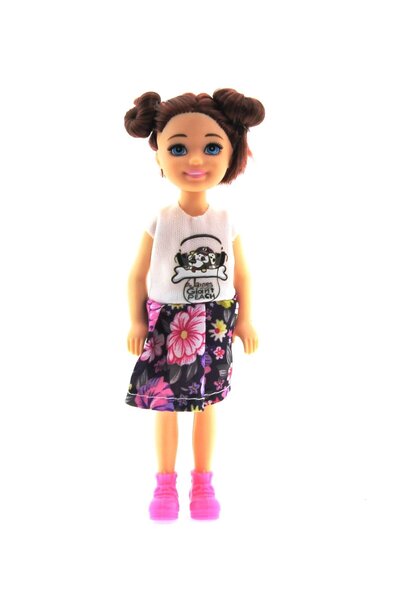 OMZ دمية فتاة بونير 14 سم بشعر أشقر مع تنورة مزهرة، لعبة تعليمية للأولاد