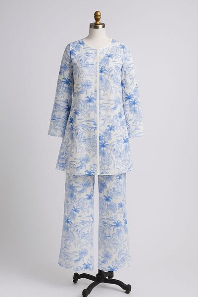 ByMisa Store Patterned Lycra Linen Special Design Hijab Bottom Top Set