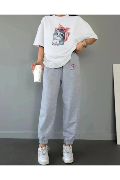 Gutsy SET DE Trening pentru Femei cu Imprimeu Drăguț cu Pisici