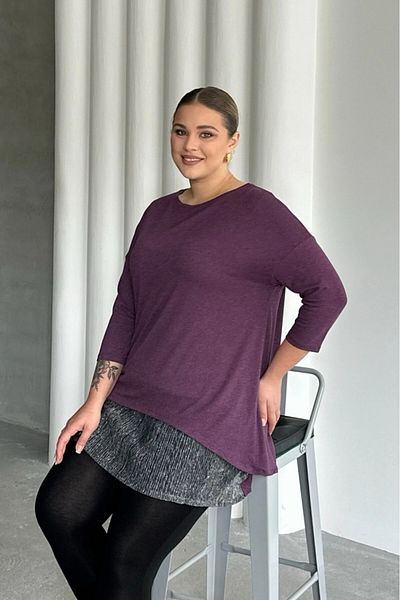 Stil Diva Plus Size Skirt Tulle Detail Long Sleeve Slim Blouse 84-106
