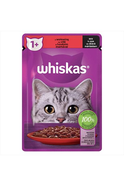 Whiskas Wet Cat Food, Beef in Gravy, 30 X 85 G