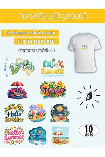 AGG Reklam Ütü ile Yapışan Kıyafet Etiketi Summer Serisi -2 10Lu Set