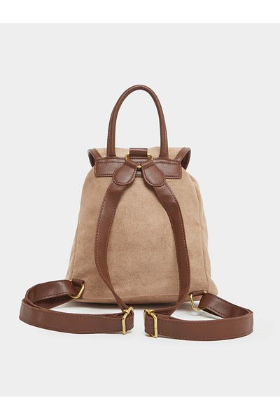 Styli Contrast Trim Claw Clasp Backpack with Drawstring