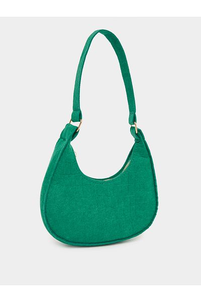 Styli Croc-Textured Hobo Bag with Zip Closure