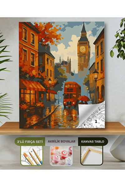 hediye hobim Sayılarla Boyama Seti 40x50 Cm (Çıtalı) Fırça Boya Dahil Numaral...