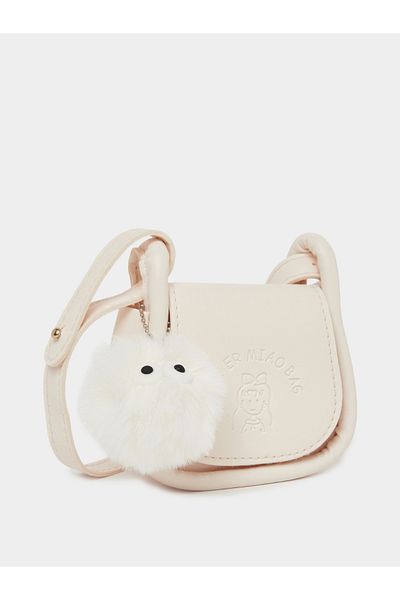 Styli Girls Snap Flap Cross Body Bag with Faux Fur Charm