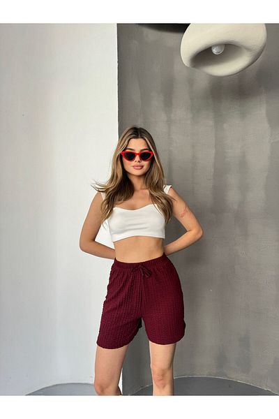 NEAR Women's Iron-Free Bubble Textured High Waist Shorts – Summer, Comfortable Fit, Elastic Waist