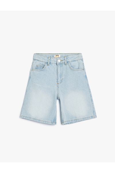 Koton Pantaloni scurți din denim de bază sezon nou din bumbac cu buzunare