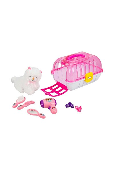 SPOR35 Kız Erkek Çocuk Oyuncak Çantalı Peluş Kedi Kuaför Seti Kız Erkek Çocuk...