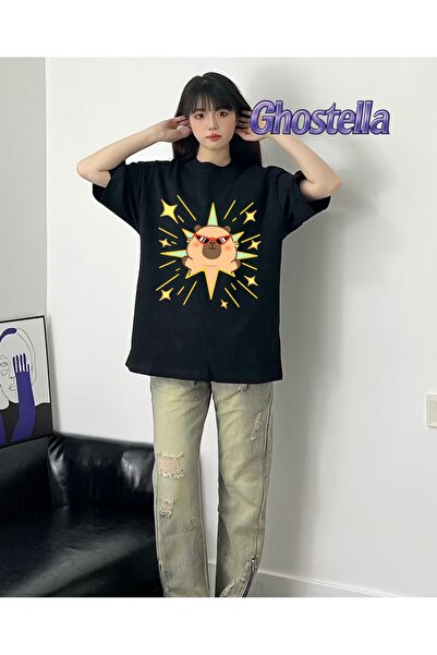 Minga London تيشيرت للجنسين مطبوع عليه نجمة سوداء - Ghostella