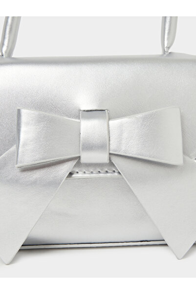 Styli Girls Metallic Design Bow Detail Handbag with Top Handle