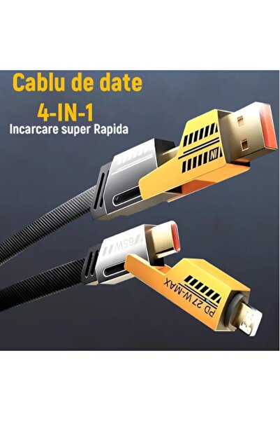 victiny Cablu de date cu încărcare rapidă 4-în-1 1,5 m VICTINY USB-C 65W PD27W Încărcare rapidă, Lightning, Compatibil cu