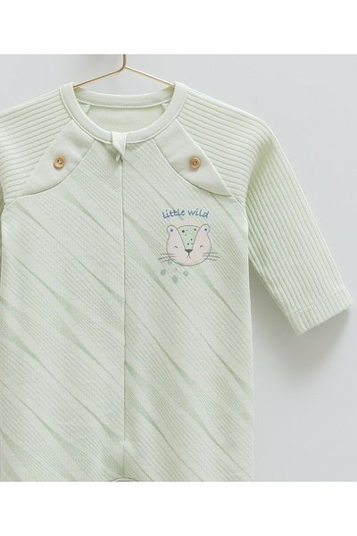 Caramell Baby Rompers Cat Patterned 100% Cotton Interlock Fabric 0-6 Months