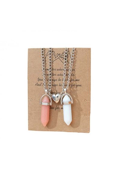Tessero Set of two magnetic necklaces with card for couples, friends, with healing hexagon-shaped pendant ma