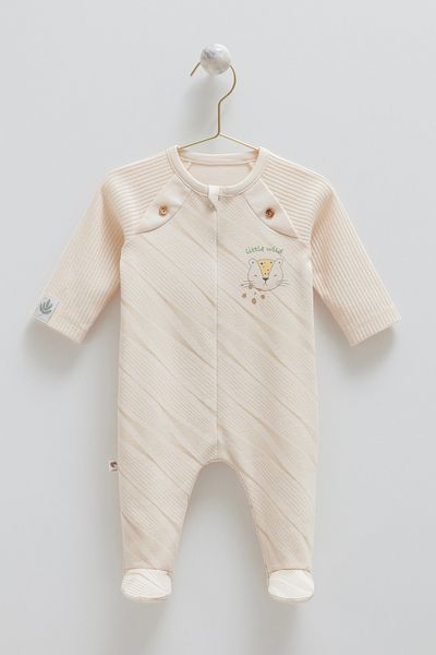 Caramell Baby Rompers Cat Patterned 100% Cotton Interlock Fabric 0-6 Months