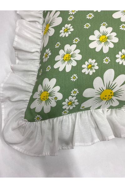 LILYUM Digital Printed White Ruffle Pillow Case - 1 Piece