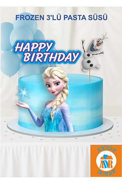 Atölye Doruk Elsa Doğum Günü Pasta Süsü-Elsa Pasta Çubuğu-Frozen Çubuklu Pasta Süsü Happy Birthday