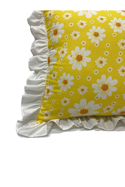 LILYUM Digital Printed White Ruffle Pillow Case - 1 Piece