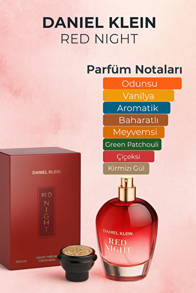 Daniel Klein Red Night Kadın Parfüm – Kırmızı Gül ve Akdeniz Ferahlığı EDP 100 ml